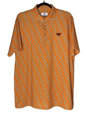 WAAC Golf Polo Mens Size XL Orange Gray Arrow Print Performance Shirt Devil Logo